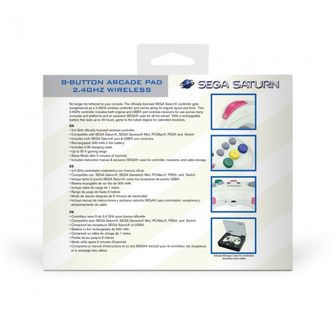 Retro-Bit SEGA Saturnยฎ 2.4GHz Wireless Pro Controller for Sega Saturn PC - White