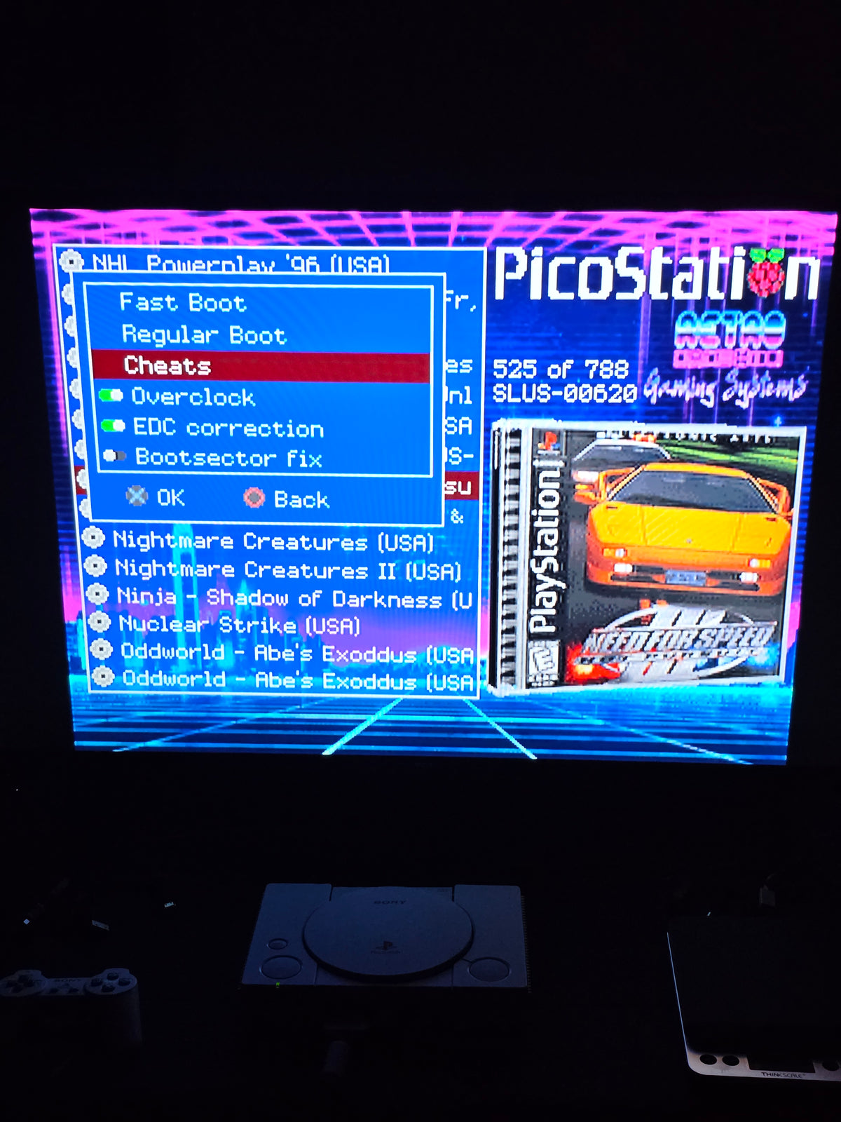 Playstation 1 Console - Internal 1080P HDMI Output - PicoStation ODE - 512GB SD Card