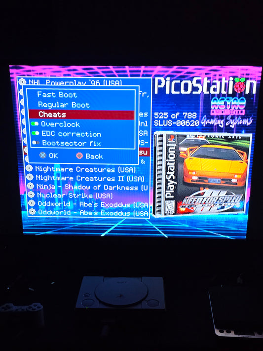 Playstation 1 Console - Internal 1080P HDMI Output - PicoStation ODE - 512GB SD Card