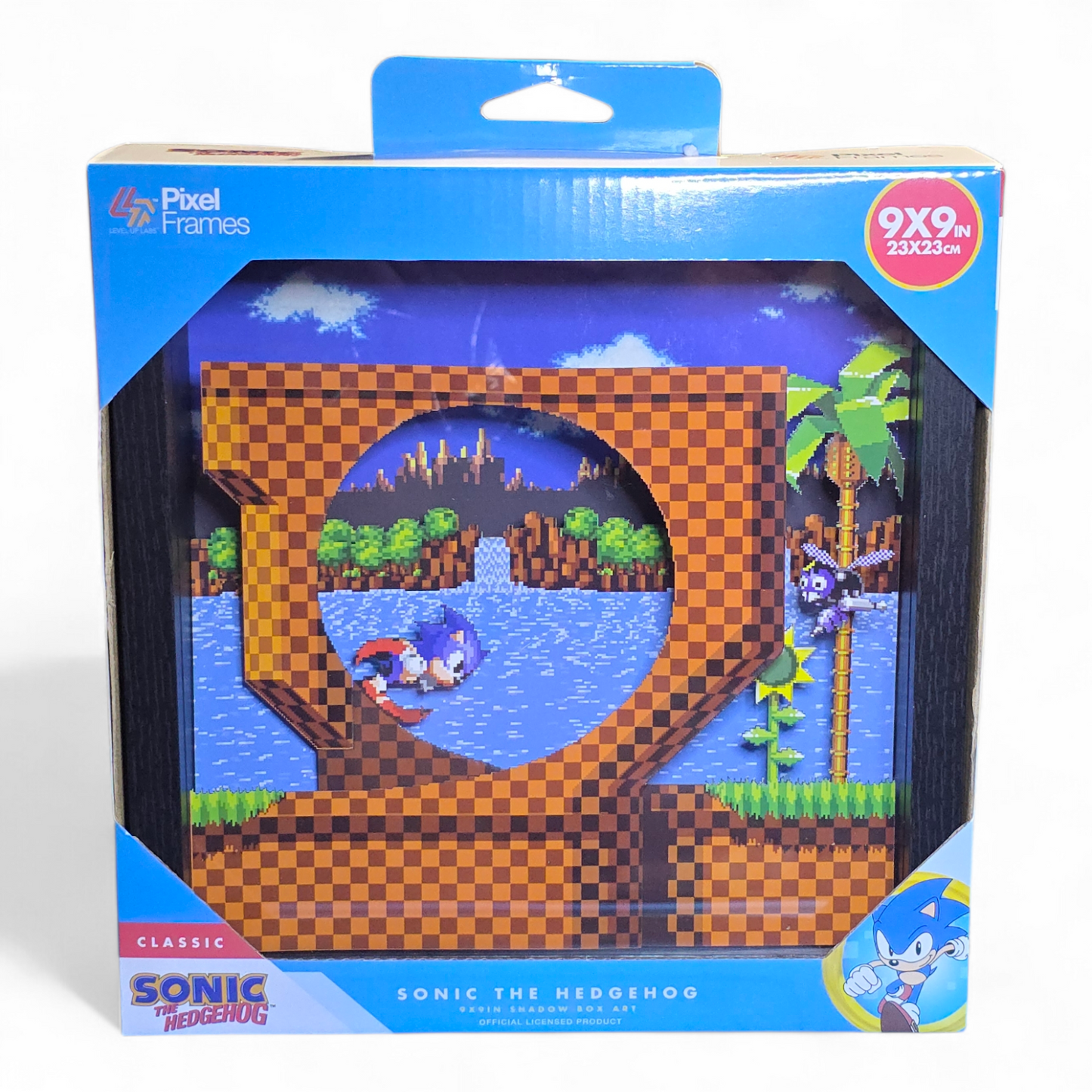 Sega Sonic the Hedgehog Shadow Box Pixel Frame 9"x9" Officially Licensed