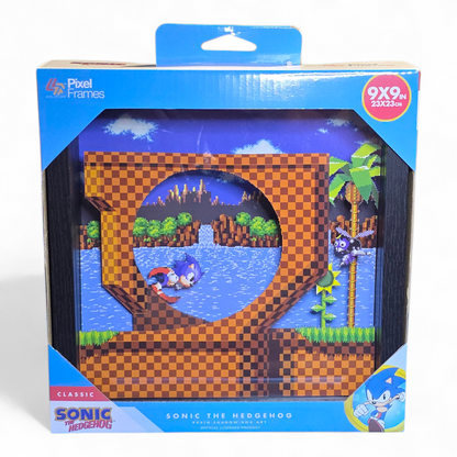 Sega Sonic the Hedgehog Shadow Box Pixel Frame 9"x9" Officially Licensed