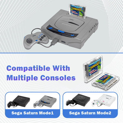 Sega Saturn SAR-OO Optical Drive Emulator Flash-Cart 1MB/4MB RAM 8MB Memory Card (Transparent Black)