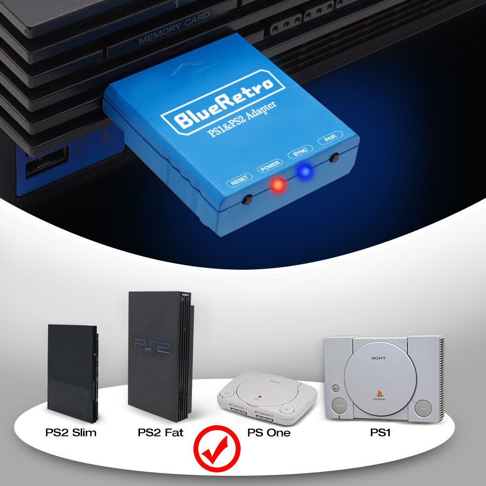 BlueRetro Bluetooth Controller Adapter for Playstation 1/Playstation 2 - Black
