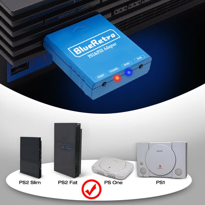 BlueRetro Bluetooth Controller Adapter for Playstation 1/Playstation 2 - Black