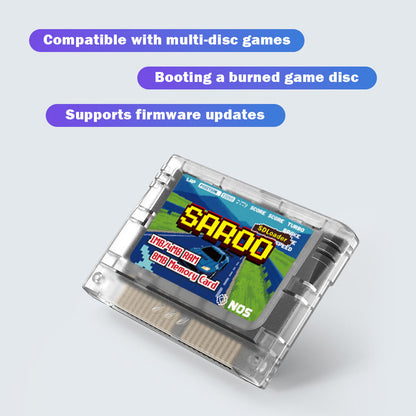 Sega Saturn SAR-OO Optical Drive Emulator Flash-Cart 1MB/4MB RAM 8MB Memory Card (Transparent Black)