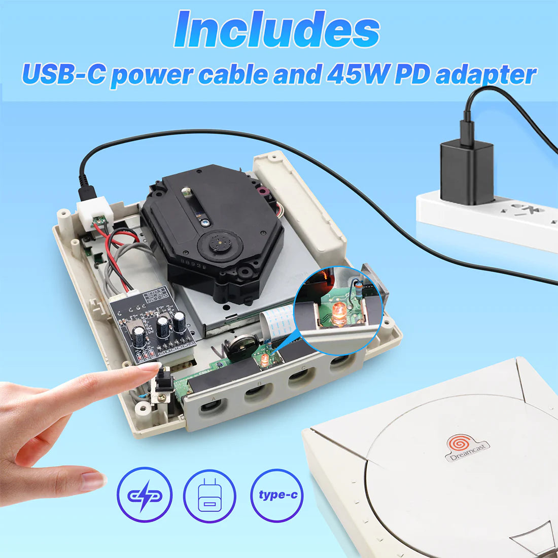 SEGA Dreamcast Type C Power Supply Kit - All Models - Universal - No Soldering