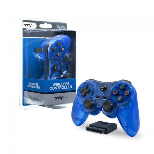 Playstation 1/Playstation 2 Wireless Dualshock Controller - Clear Blue