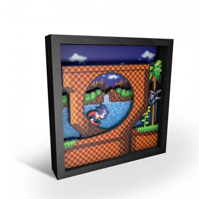 Sega Sonic the Hedgehog Shadow Box Pixel Frame 9"x9" Officially Licensed