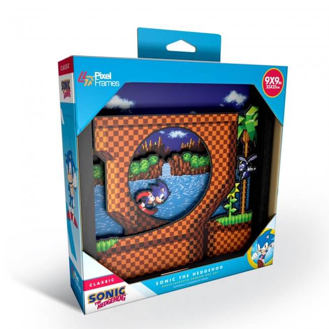 Sega Sonic the Hedgehog Shadow Box Pixel Frame 9"x9" Officially Licensed