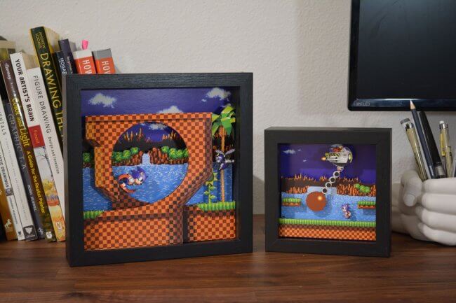 Sega Sonic the Hedgehog Shadow Box Pixel Frame 9"x9" Officially Licensed