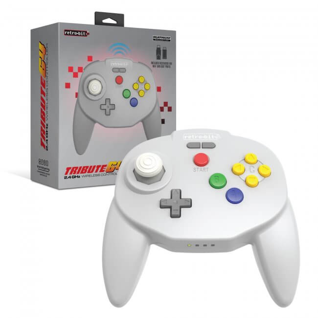 Retro-Bit Tribute 64 2.4Ghz Wireless Controller for Nintendo N64 Switch - Gray