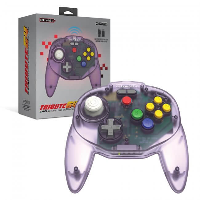 Retro-Bit Tribute 64 2.4Ghz Wireless Controller for Nintendo N64 Switch - Purple