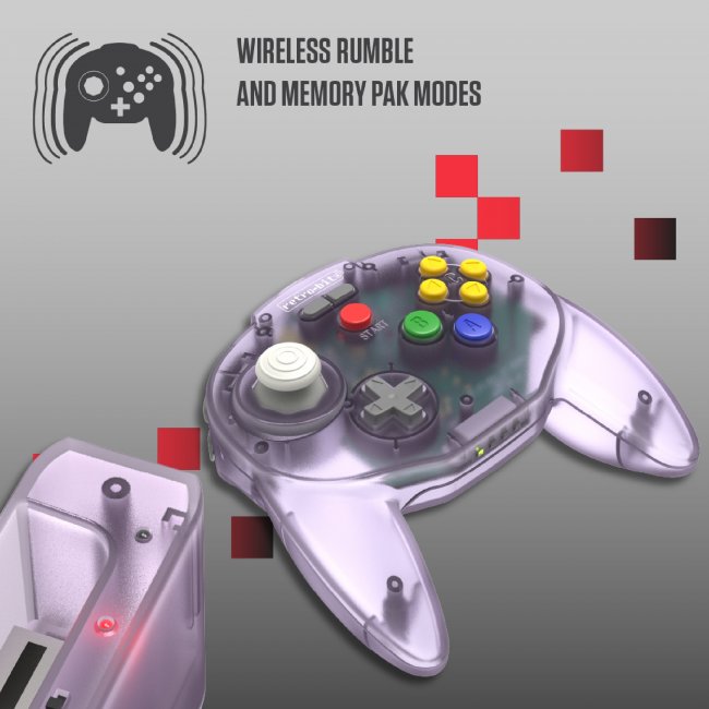 Retro-Bit Tribute 64 2.4Ghz Wireless Controller for Nintendo N64 Switch - Red