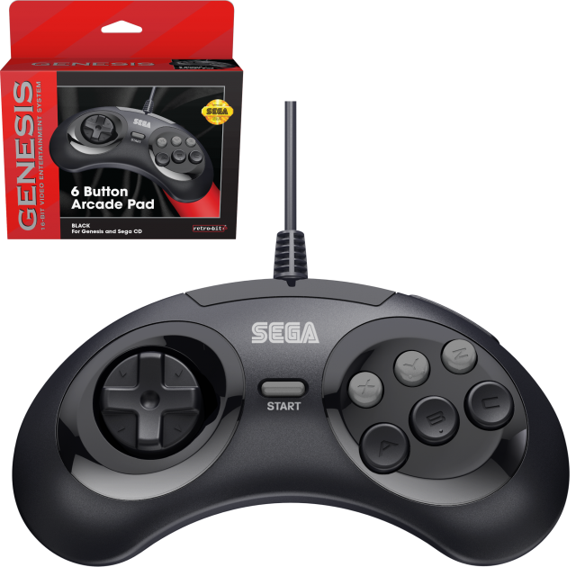 Retro-Bit Official Sega Genesis Controller 6-Button Arcade Pad for Sega Genesis