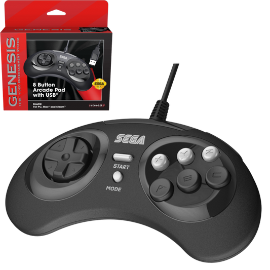 Retro-Bit Official Sega Genesis USB Controller 8-BUTTON Arcade Pad for PC/MAC