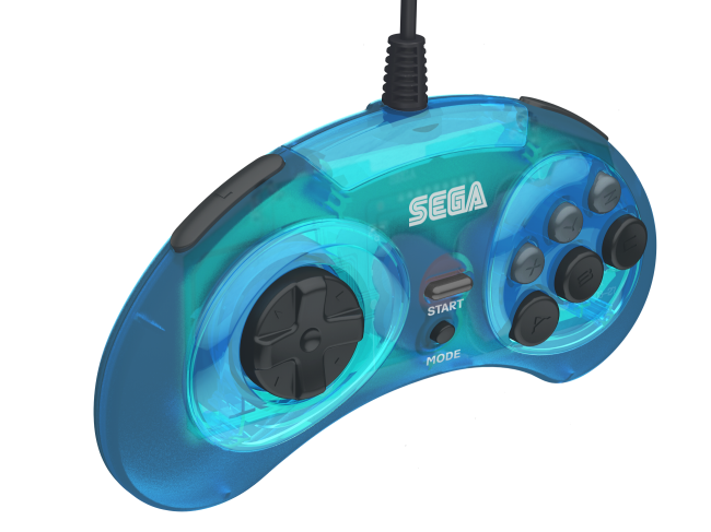 Retro-Bit Official Sega Genesis USB Controller 8-BUTTON Arcade Pad for PC/MAC - Blue