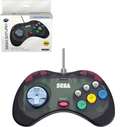 Retro-Bit Official Sega Saturn Controller Pad Original Port - Slate Grey