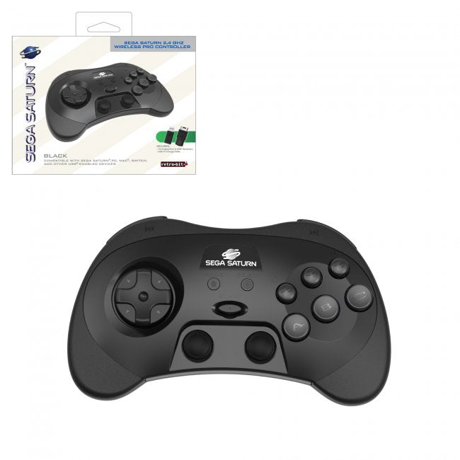 Retro-Bit SEGA Saturn 2.4GHz Wireless Pro Analog Controller (Sega Saturn/PC) - Black