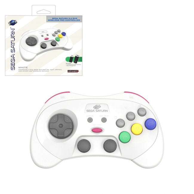 Retro-Bit SEGA Saturn 2.4GHz Wireless Pro Analog Controller (Sega Saturn/PC) - White