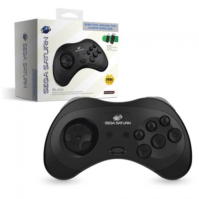 Retro-Bit SEGA Saturn® 2.4GHz Wireless Pro Controller for Sega Saturn PC - Black