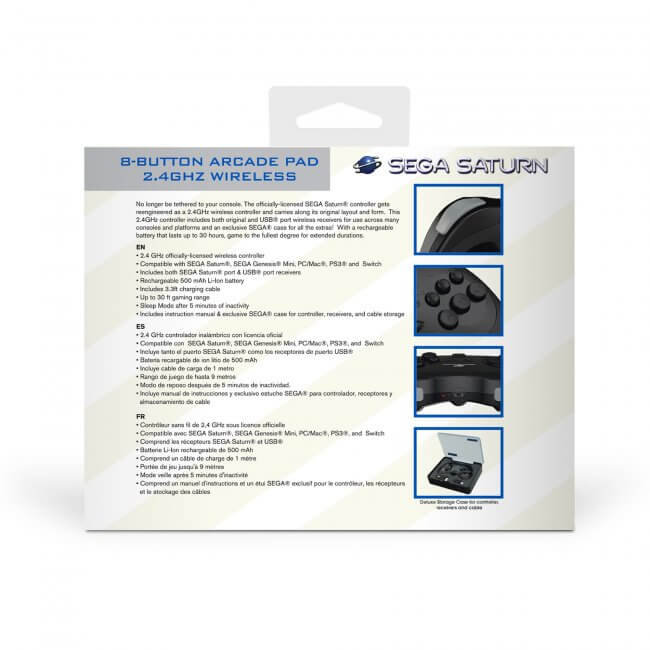 Retro-Bit SEGA Saturn® 2.4GHz Wireless Pro Controller for Sega Saturn PC - Black