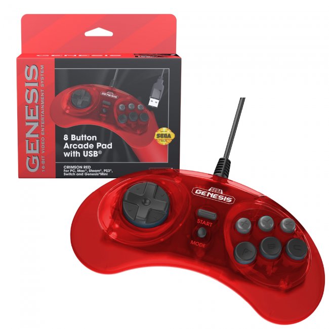 Retro-Bit Official Sega Genesis USB Controller 8-BUTTON Arcade Pad for PC/MAC