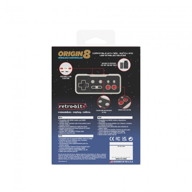 Origin8 2.4 GHZ Wireless Controller (NES/PC)